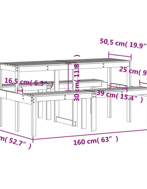 Загрузите изображение в средство просмотра галереи, Masă de picnic, 160x134x75 cm, lemn impregnat de pin

