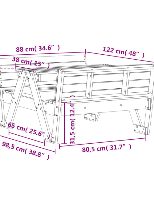 Încărcați imaginea în vizualizatorul Galerie, Masă de picnic pentru copii, 88x122x58 cm lemn impregnat de pin
