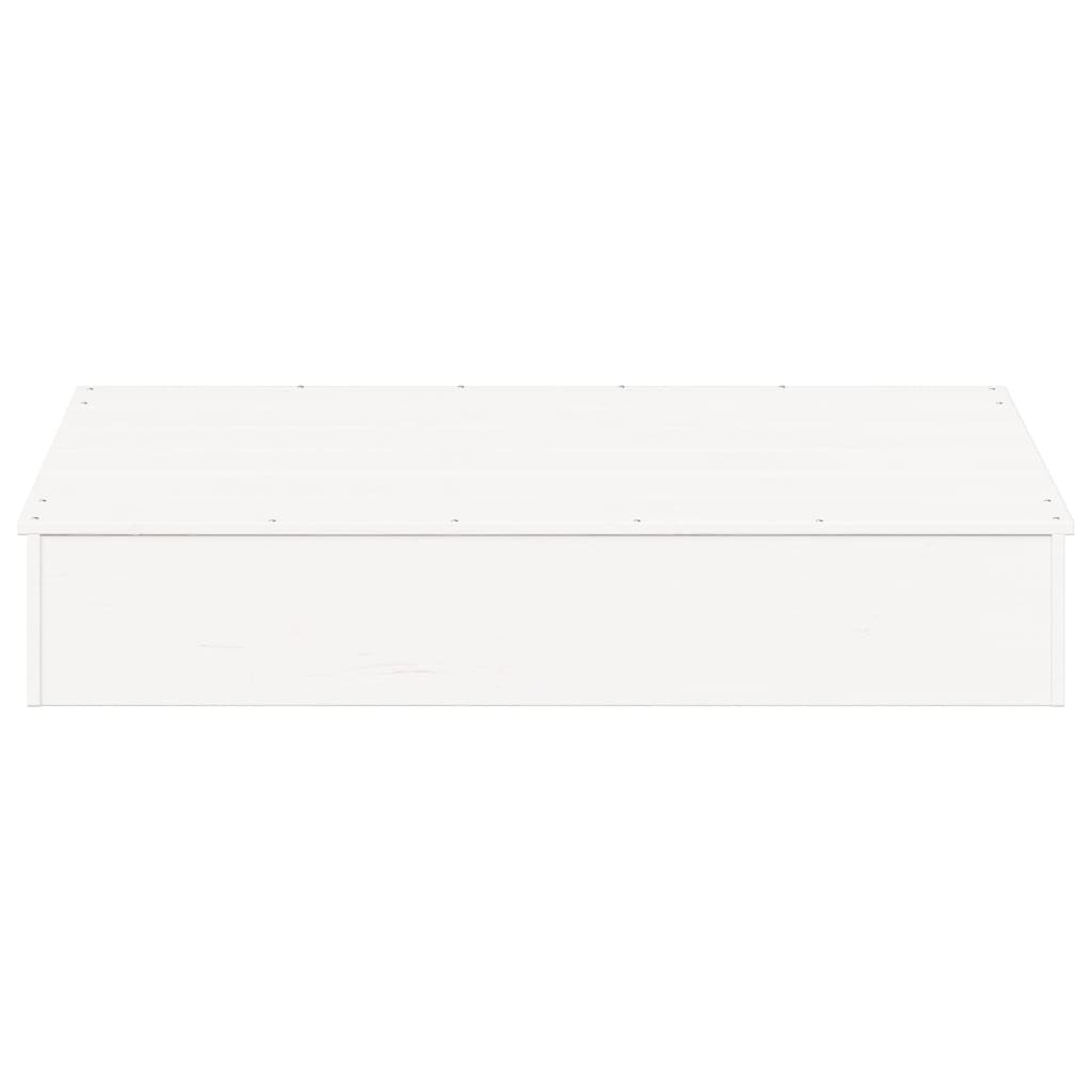 Groapă de nisip cu capac, alb, 111x111x19,5 cm, lemn masiv pin - Lando