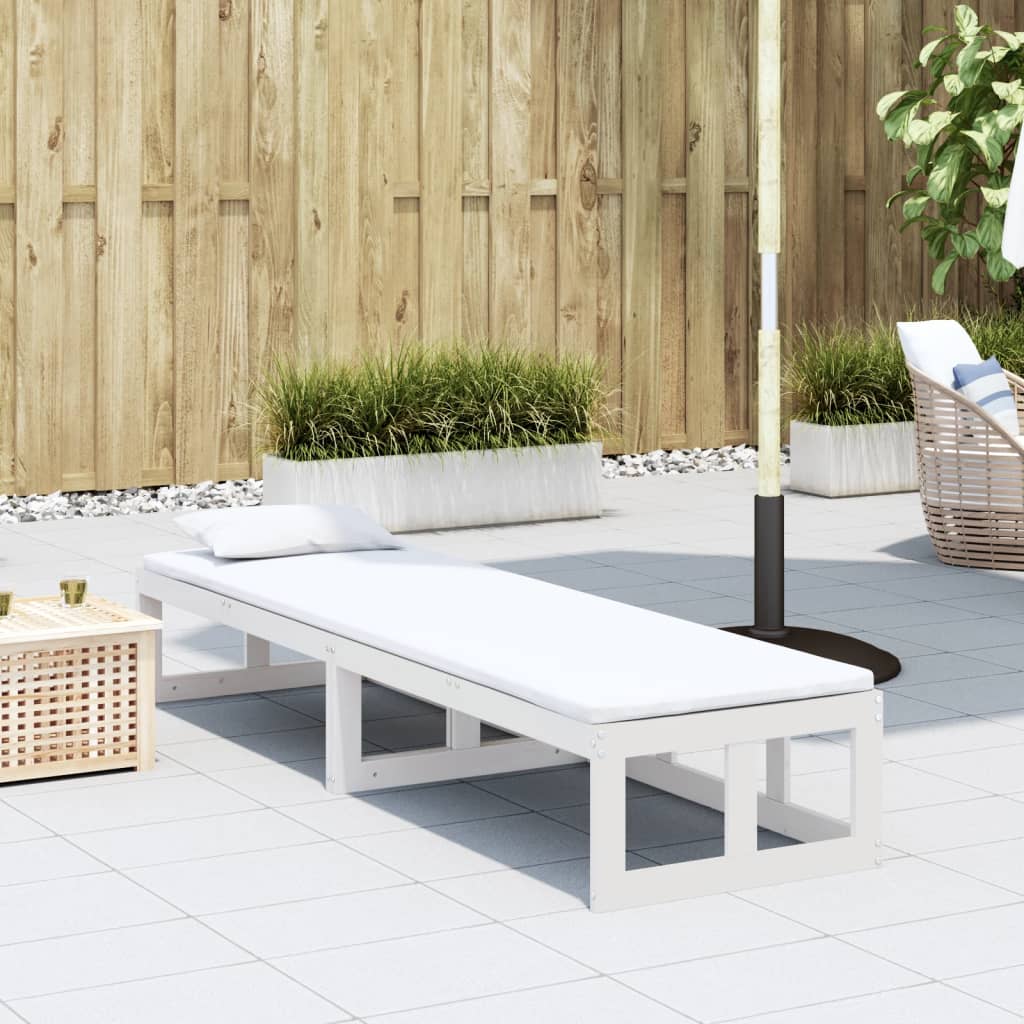 Canapea banchetă extensibilă de grădină, alb, lemn masiv de pin - Lando
