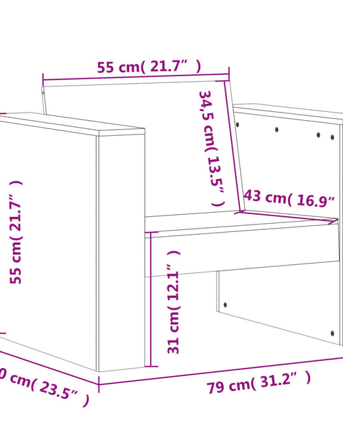 Загрузите изображение в средство просмотра галереи, Canapea de grădină, 79x60x62 cm, lemn masiv pin impregnat
