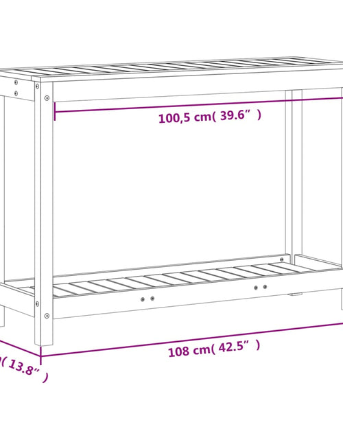 Încărcați imaginea în vizualizatorul Galerie, Masă plantare cu raft maro ceruit 108x35x75 cm lemn masiv pin
