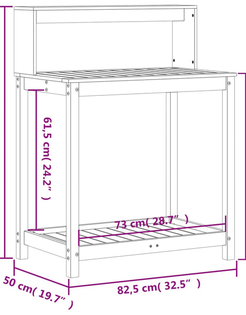 Încărcați imaginea în vizualizatorul Galerie, Masă plantare cu rafturi maro 82,5x50x109,5 cm lemn masiv pin
