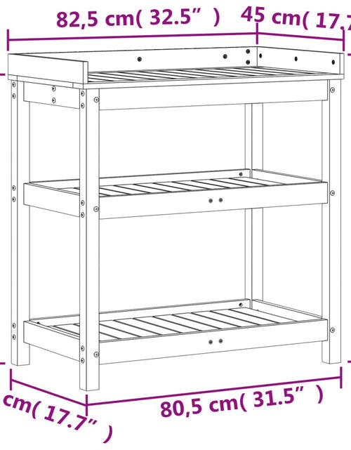 Încărcați imaginea în vizualizatorul Galerie, Masă de plantare cu rafturi maro 82,5x45x86,5 cm lemn masiv pin
