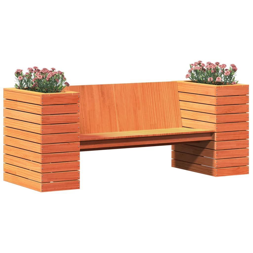 Banchetă cu jardiniere maro ceruit 167,5x60x65cm lemn masiv pin