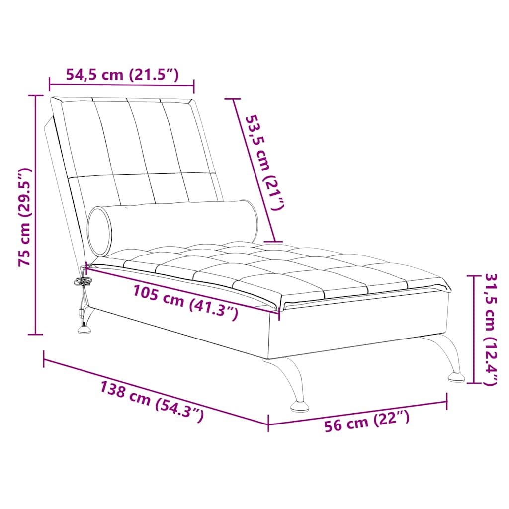 Șezlong de masaj cu sprijin, albastru, material textil