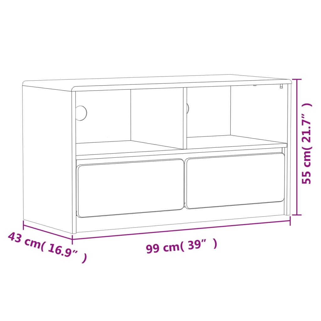 Dulap TV "SAUDA", stejar, 99x43x55 cm, lemn masiv de pin