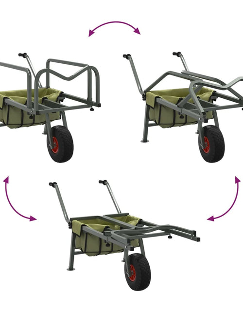 Încărcați imaginea în vizualizatorul Galerie, Cărucior de pescuit cu roată, verde, oțel vopsit electrostatic
