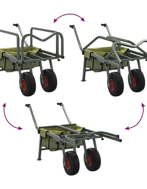 Încărcați imaginea în vizualizatorul Galerie, Cărucior de pescuit cu 2 roți, verde, oțel vopsit electrostatic
