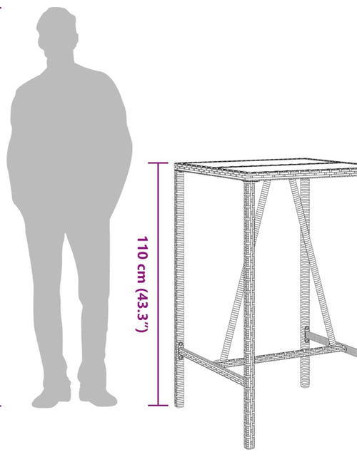 Încărcați imaginea în vizualizatorul Galerie, Masă de bar de exterior, maro, 70x70x110 cm, poliratan
