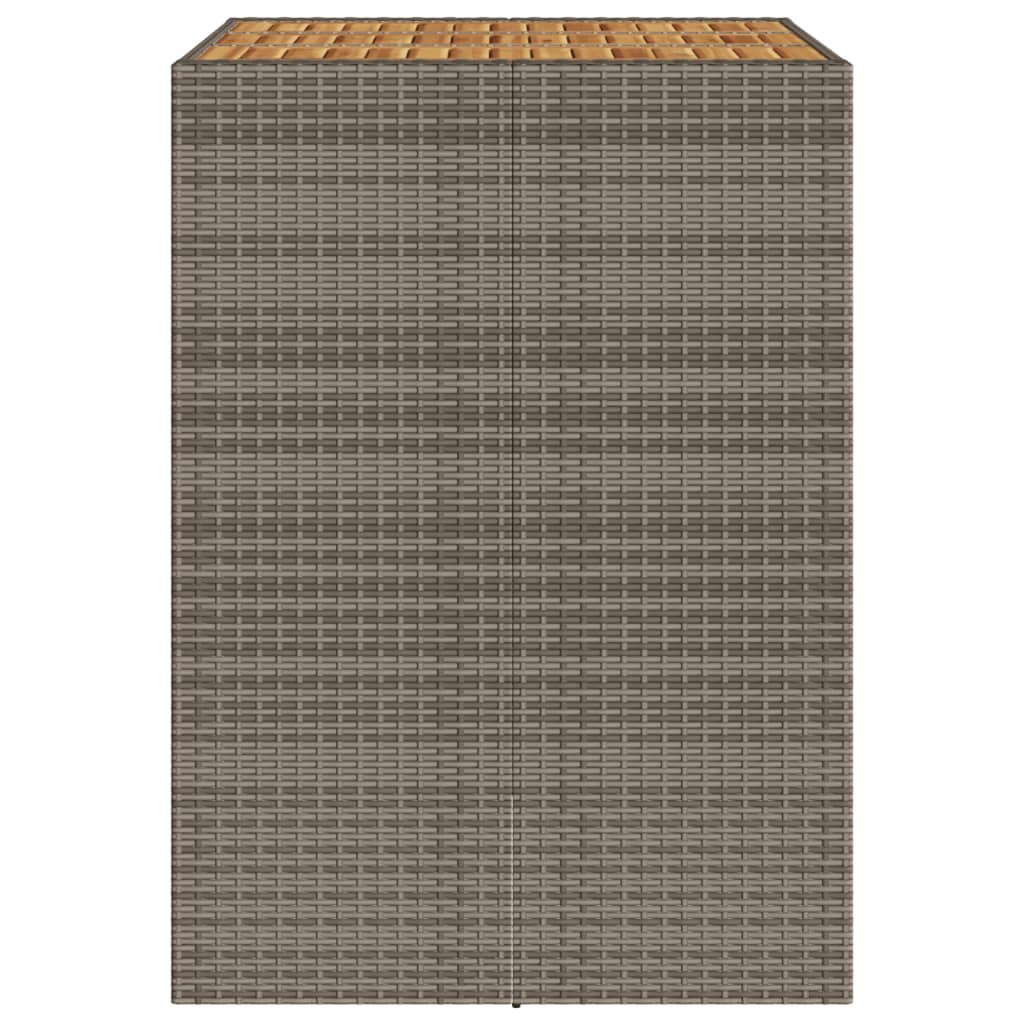 Masă bar grădină, blat lemn acacia, gri 105x80x110 cm poliratan