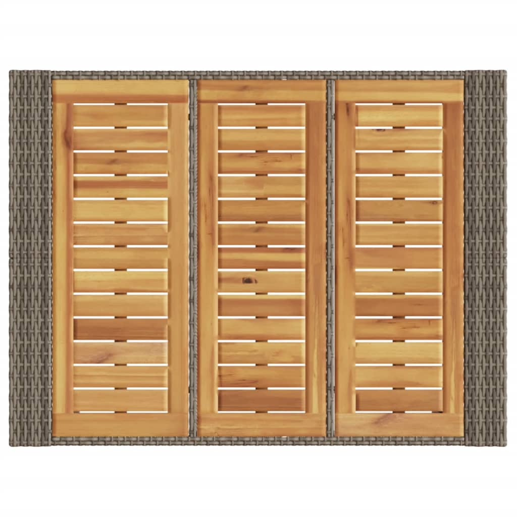 Masă bar grădină, blat lemn acacia, gri 105x80x110 cm poliratan