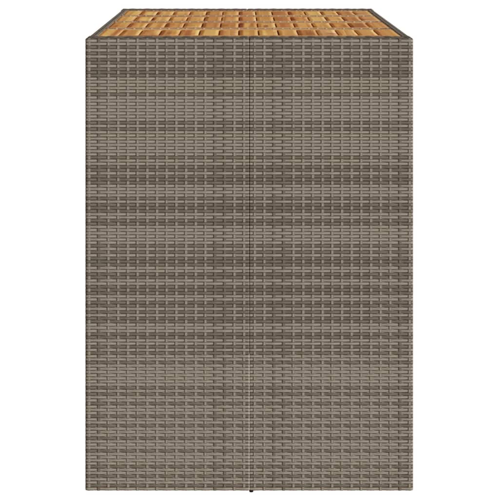 Masă bar grădină, blat lemn acacia, gri 145x80x110 cm poliratan