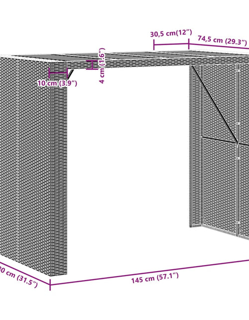 Încărcați imaginea în vizualizatorul Galerie, Masă bar grădină, blat lemn acacia, gri 145x80x110 cm poliratan
