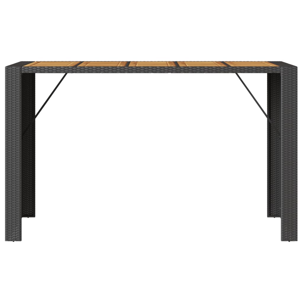 Masă bar grădină blat lemn acacia negru 185x80x110 cm poliratan