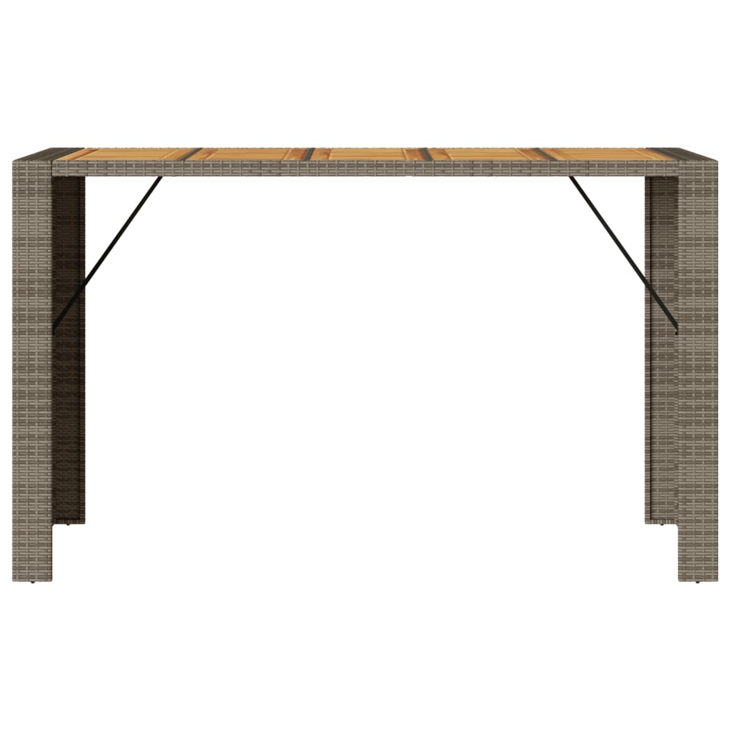 Masă bar grădină, blat lemn acacia, gri 185x80x110 cm poliratan