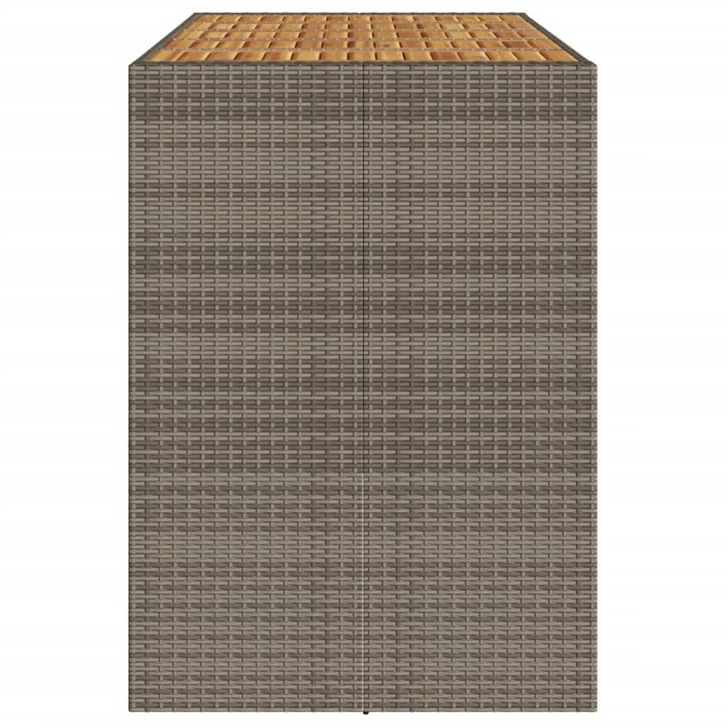 Masă bar grădină, blat lemn acacia, gri 185x80x110 cm poliratan