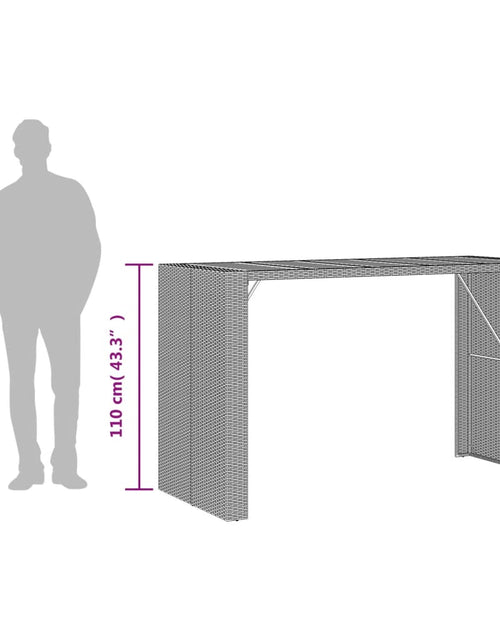 Încărcați imaginea în vizualizatorul Galerie, Masă bar grădină, blat lemn acacia, gri 185x80x110 cm poliratan
