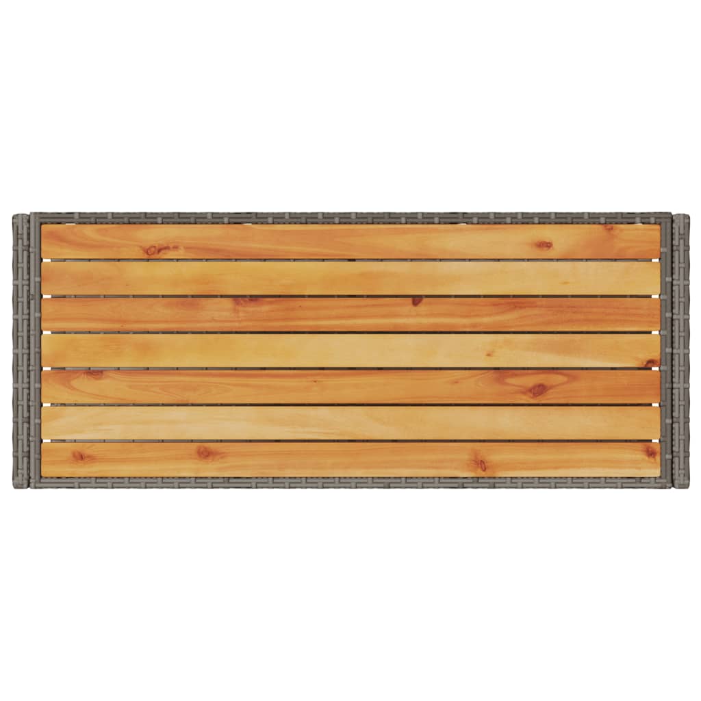 Cărucior de bar, 3 niveluri, gri, poliratan, lemn masiv acacia