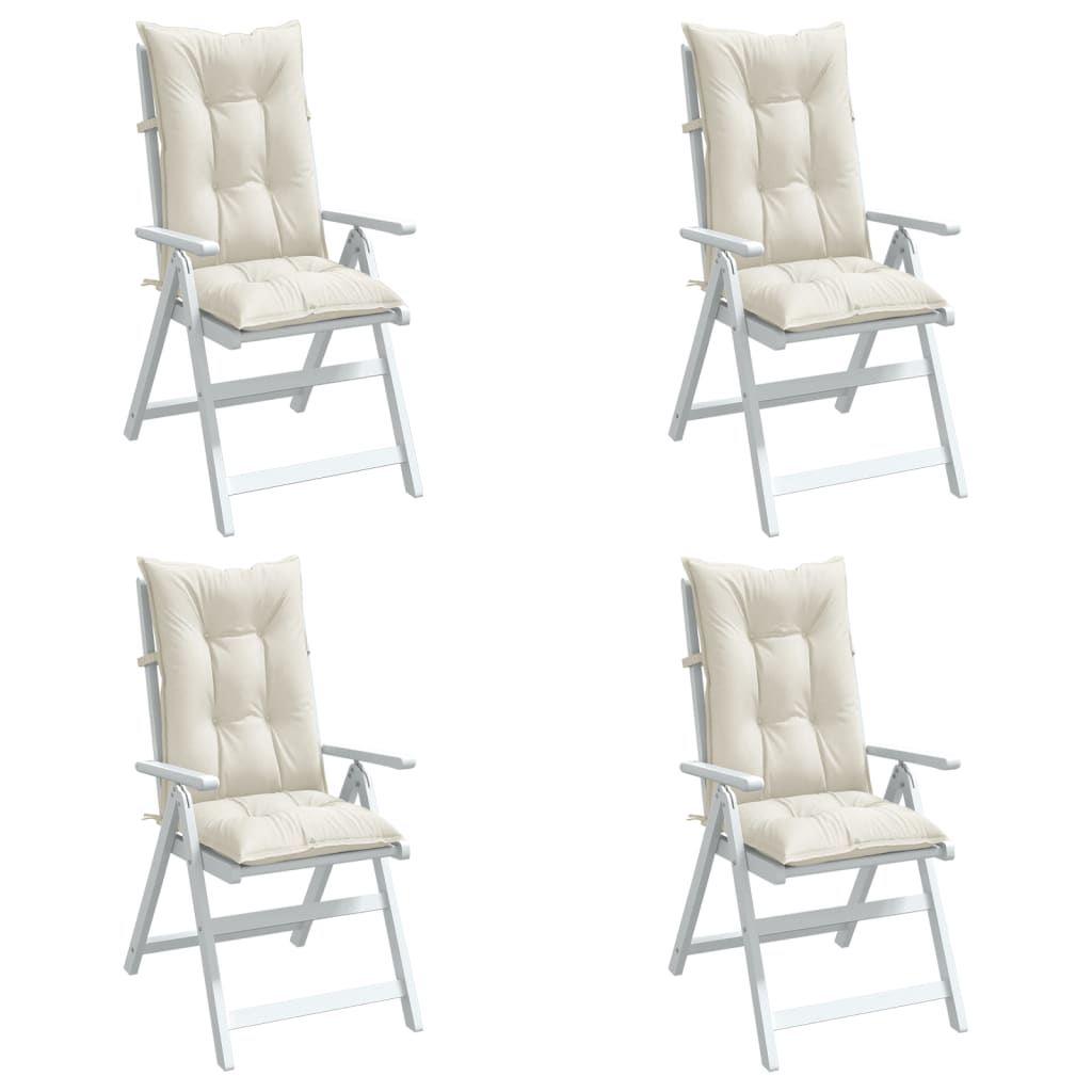 Perne scaun spătar înalt, 4 buc. melanj crem 120x50x7 cm textil