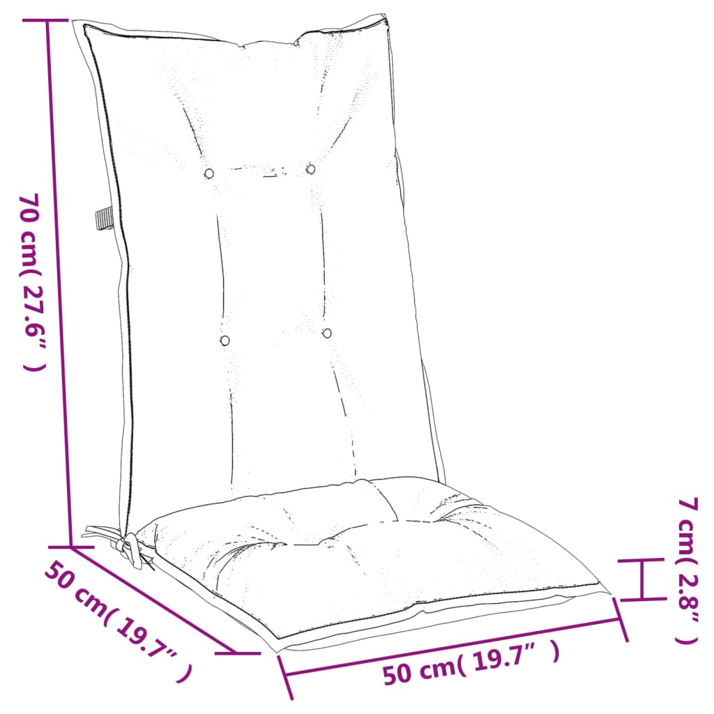 Perne scaun cu spătar înalt 2 buc. gri taupe 120x50x7 cm textil