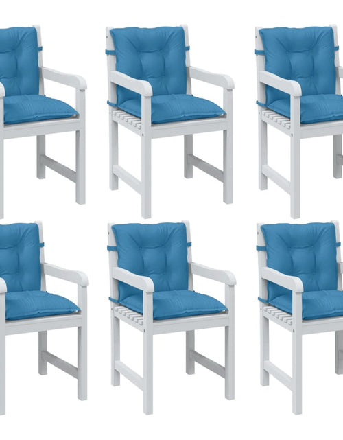 Încărcați imaginea în vizualizatorul Galerie, Perne scaun spătar mic 6 buc. melanj albastru 100x50x7cm textil
