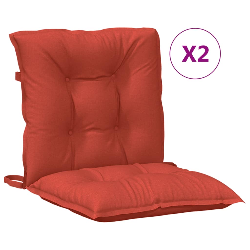 Perne scaun spătar scund 2 buc. melanj roșu 100x50x7 cm textil