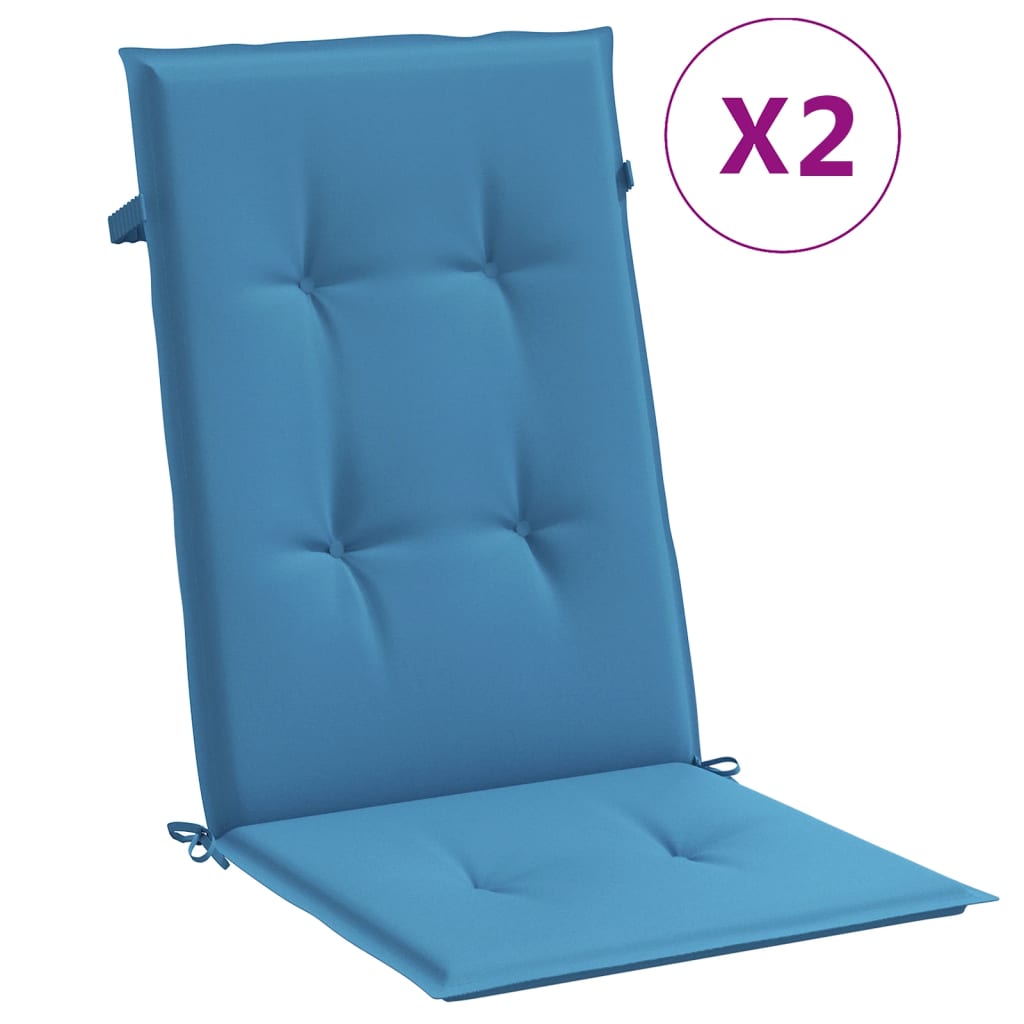 Perne scaun spătar înalt 2buc melanj albastru 120x50x4cm textil