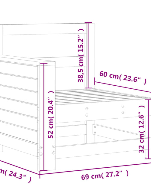 Încărcați imaginea în vizualizatorul Galerie, Canapea cu cotieră de grădină, alb, 69x62x70,5cm lemn masiv pin
