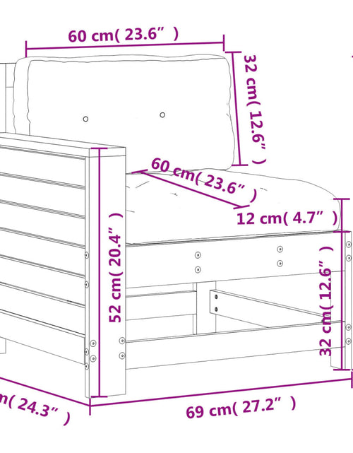 Загрузите изображение в средство просмотра галереи, Canapea grădină cotieră cu perne, alb, lemn masiv de pin
