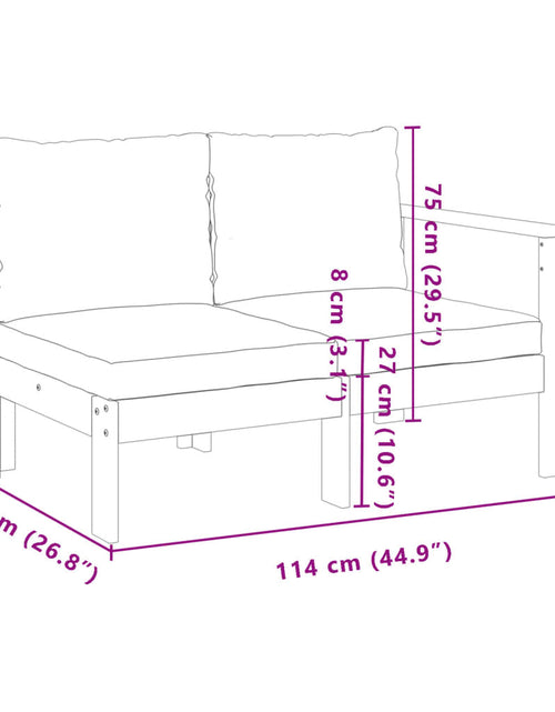 Încărcați imaginea în vizualizatorul Galerie, Canapea de grădină cu 1 cotieră/2 locuri, lemn masiv de acacia

