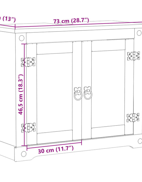 Încărcați imaginea în vizualizatorul Galerie, Dulap chiuvetă de baie „Corona”, 73x33x60 cm, lemn masiv pin
