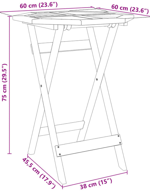 Încărcați imaginea în vizualizatorul Galerie, Masă de grădină pliabilă, Ø60x75 cm, lemn masiv acacia
