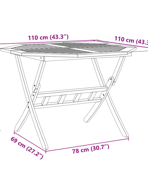 Încărcați imaginea în vizualizatorul Galerie, Masă de grădină pliabilă, Ø110x75 cm, lemn masiv acacia
