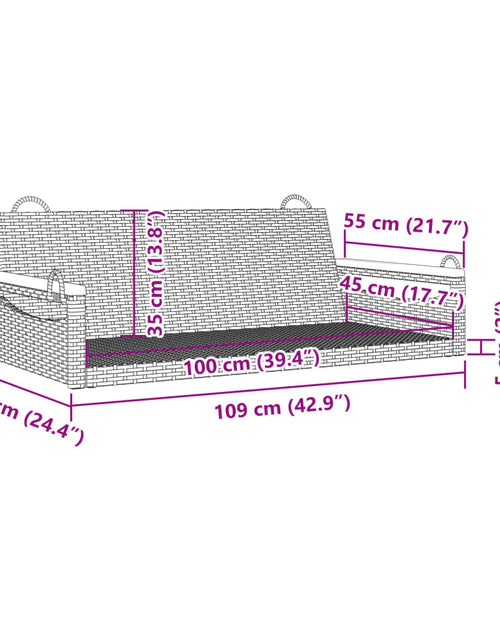 Загрузите изображение в средство просмотра галереи, Bancă de balansoar, gri, 109x62x40 cm, poliratan
