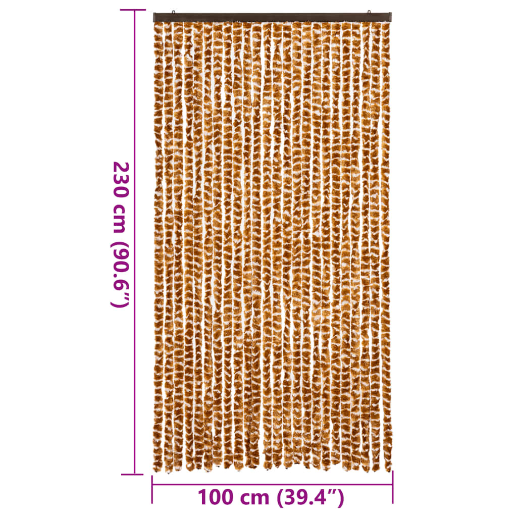 Perdea pentru insecte, ocru și alb, 100x230 cm, chenille