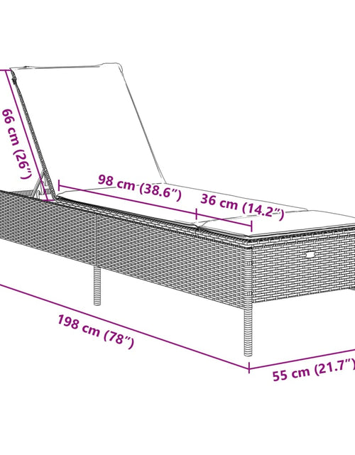 Încărcați imaginea în vizualizatorul Galerie, Șezlong cu pernă, maro, poliratan
