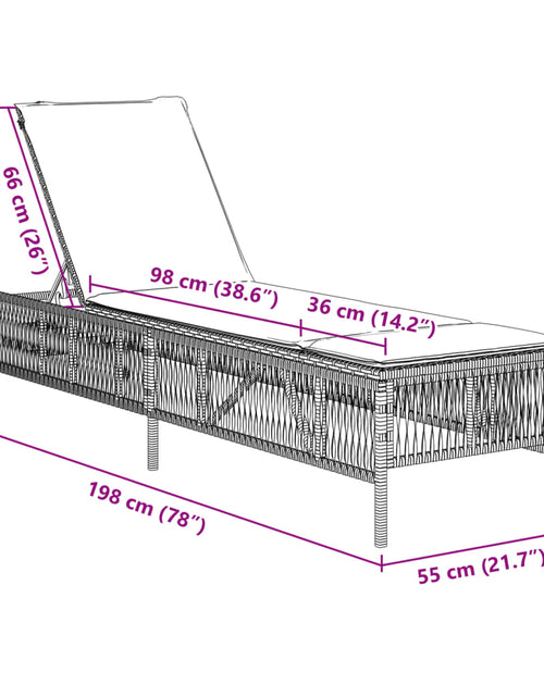 Încărcați imaginea în vizualizatorul Galerie, Șezlong cu pernă, maro, poliratan

