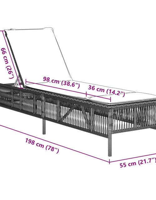 Încărcați imaginea în vizualizatorul Galerie, Șezlong cu pernă, gri deschis, poliratan
