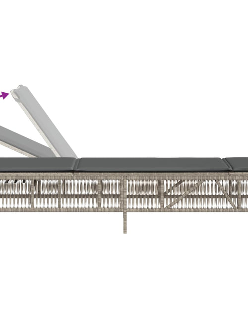 Загрузите изображение в средство просмотра галереи, Șezlonguri, 2 buc., cu masă, gri deschis, poliratan
