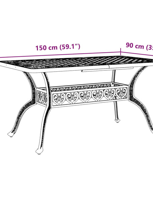 Încărcați imaginea în vizualizatorul Galerie, Masă de grădină, negru, 150x90x72 cm, aluminiu turnat
