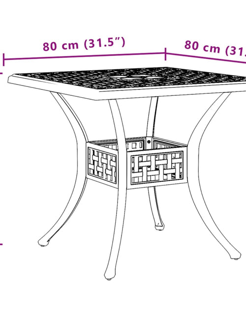 Încărcați imaginea în vizualizatorul Galerie, Masă de grădină, negru, 80x80x75 cm, aluminiu turnat
