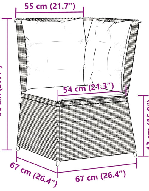 Încărcați imaginea în vizualizatorul Galerie, Canapea de colț cu pernă de grădină, maro, poliratan
