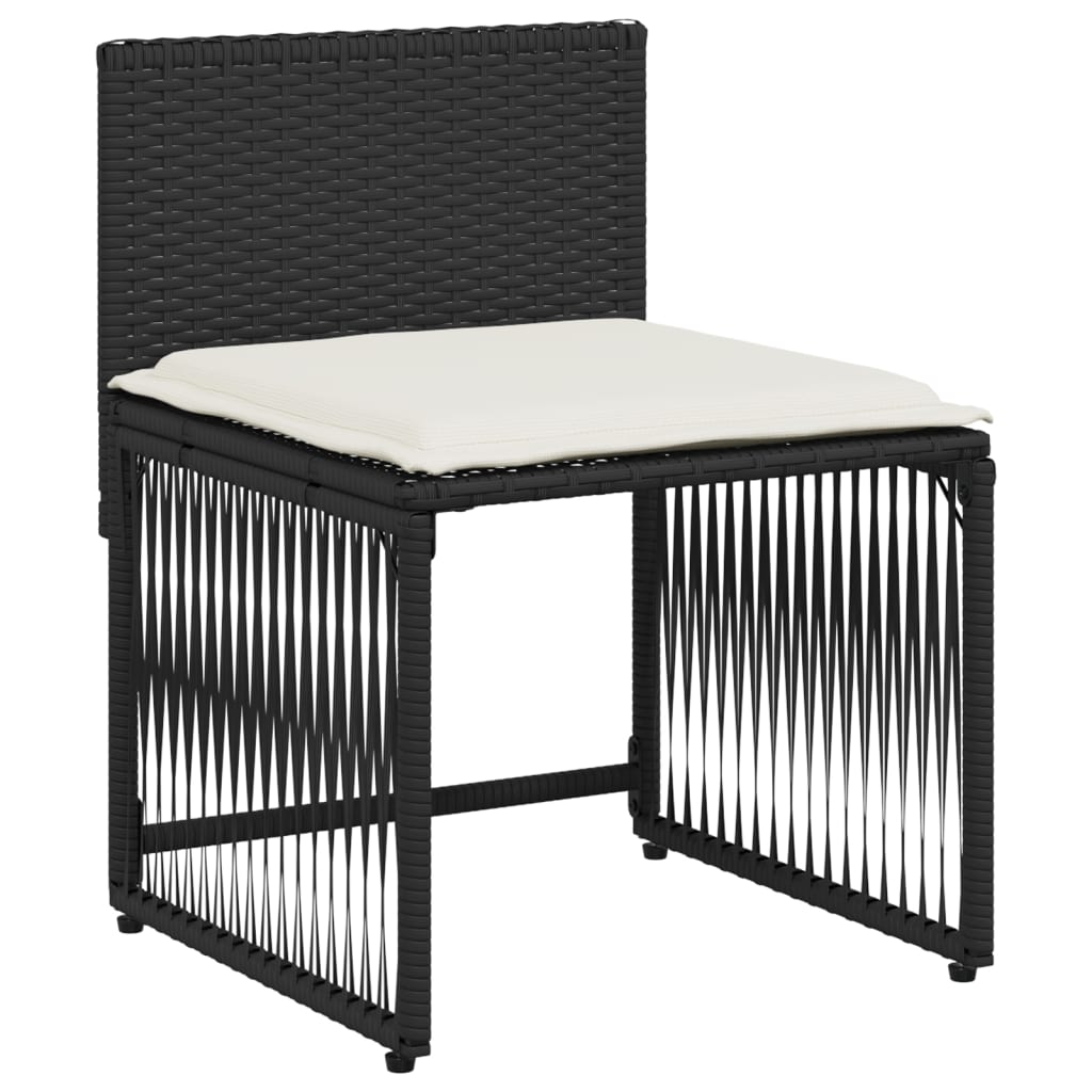 Set mobilier de grădină cu perne, 7 piese, negru, poliratan