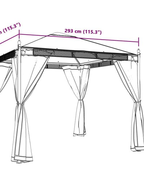 Încărcați imaginea în vizualizatorul Galerie, Foișor cu pereți din plasă, antracit, 2,93x2,93 m, oțel
