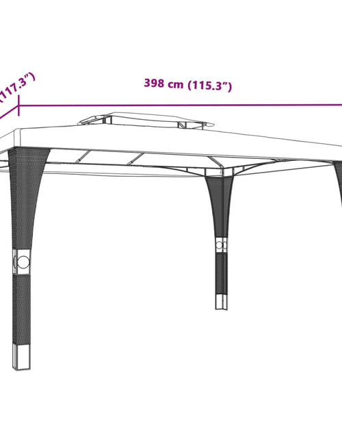 Încărcați imaginea în vizualizatorul Galerie, Foișor cu acoperiș dublu, antracit, 3,98x2,98 m, oțel
