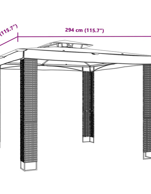 Загрузите изображение в средство просмотра галереи, Foișor cu acoperiș dublu, crem, 2,94x2,94 m, oțel
