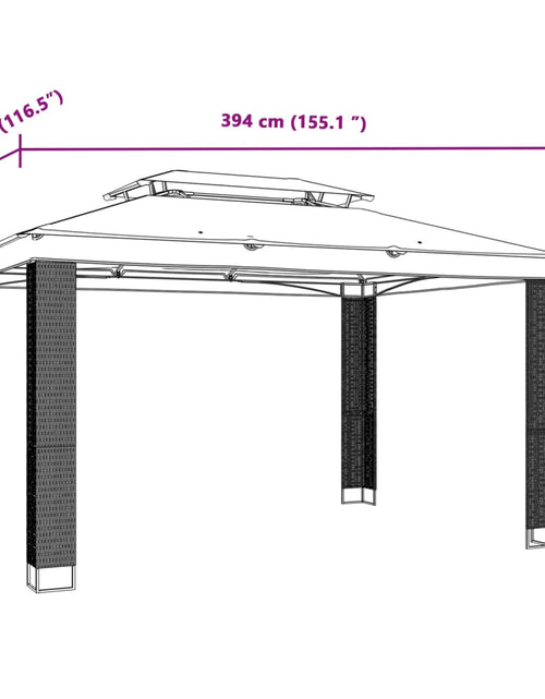 Încărcați imaginea în vizualizatorul Galerie, Foișor cu acoperiș dublu, antracit, 3,94x2,96 m, oțel
