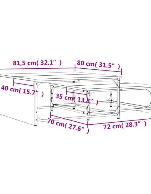 Încărcați imaginea în vizualizatorul Galerie, Mese suprapuse de cafea, 2 buc, sonoma gri lemn prelucrat/metal

