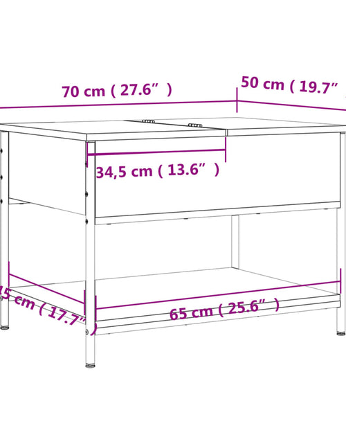 Загрузите изображение в средство просмотра галереи, Măsuță de cafea sonoma gri 70x50x50 cm lemn prelucrat și metal
